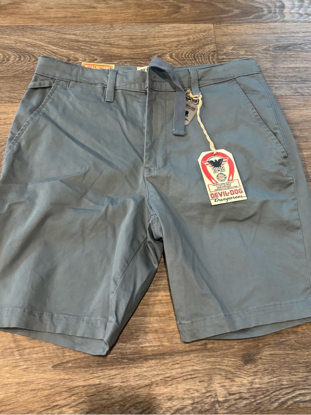 Devil Dog Dungarees Weekend Shorts Mineral Blue Stretch Casual Men’s Small NWT